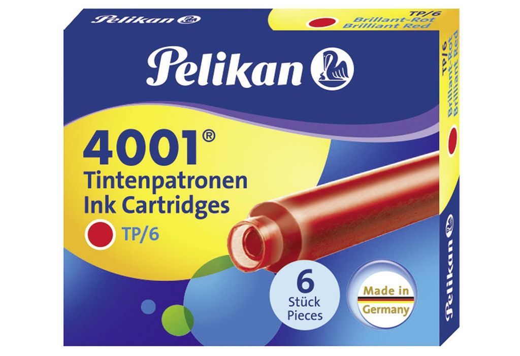 Cartouche d'encre Pelikan 4001 rouge brillant 6 pièces Image du produit 