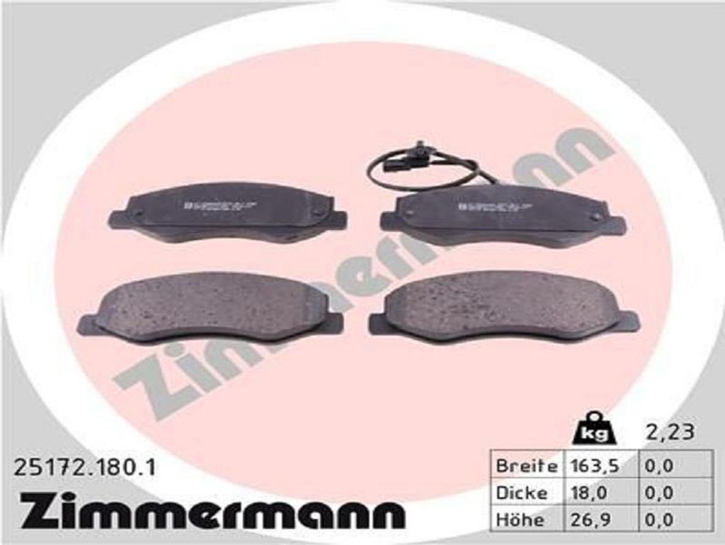 ZIMMERMANN Bremsbeläge Satz Hinten Bremsklötze für OPEL Movano B Kastenwagen (X62) 25172.180.1
