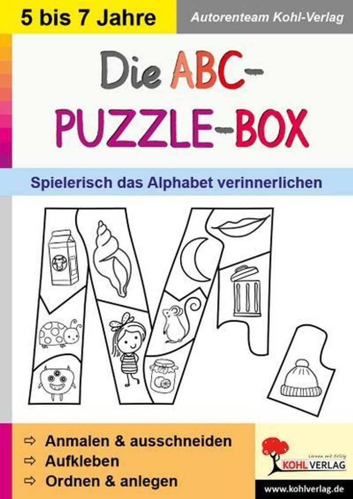 ABC-Puzzle-Box Lernmaterial Arbeitsheft mit Bastelvorlagen für ABC-Boxen, 64 Seiten