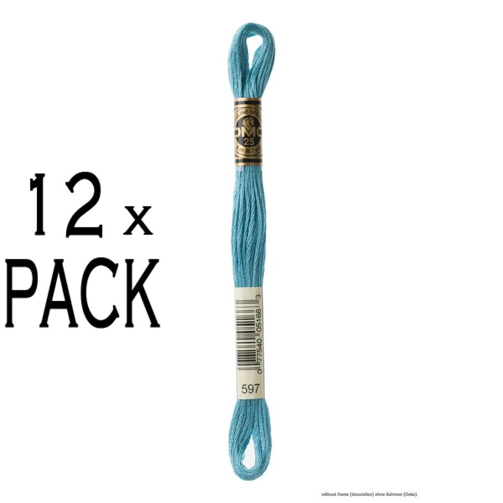 12x DMC Stickgarn Mouline Special 117MC -597, 6-fädig, 8m, VPE