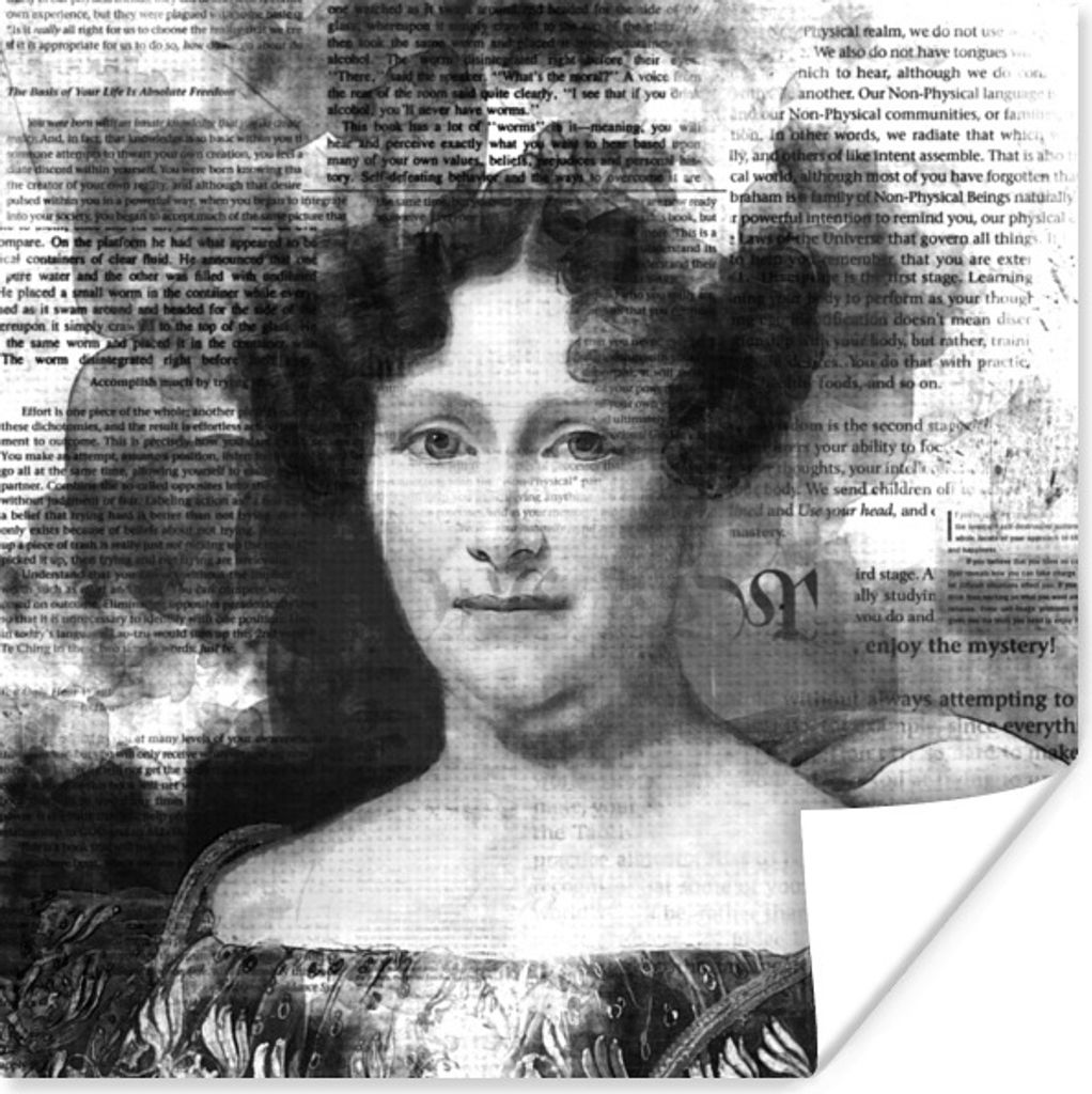 MuchoWow Poster Johanna Henriette Engelen - Alexandre Jean Dubois Drahonet - Schwarz und Weiß 50x50 cm - Wohnzimmerdekoration
