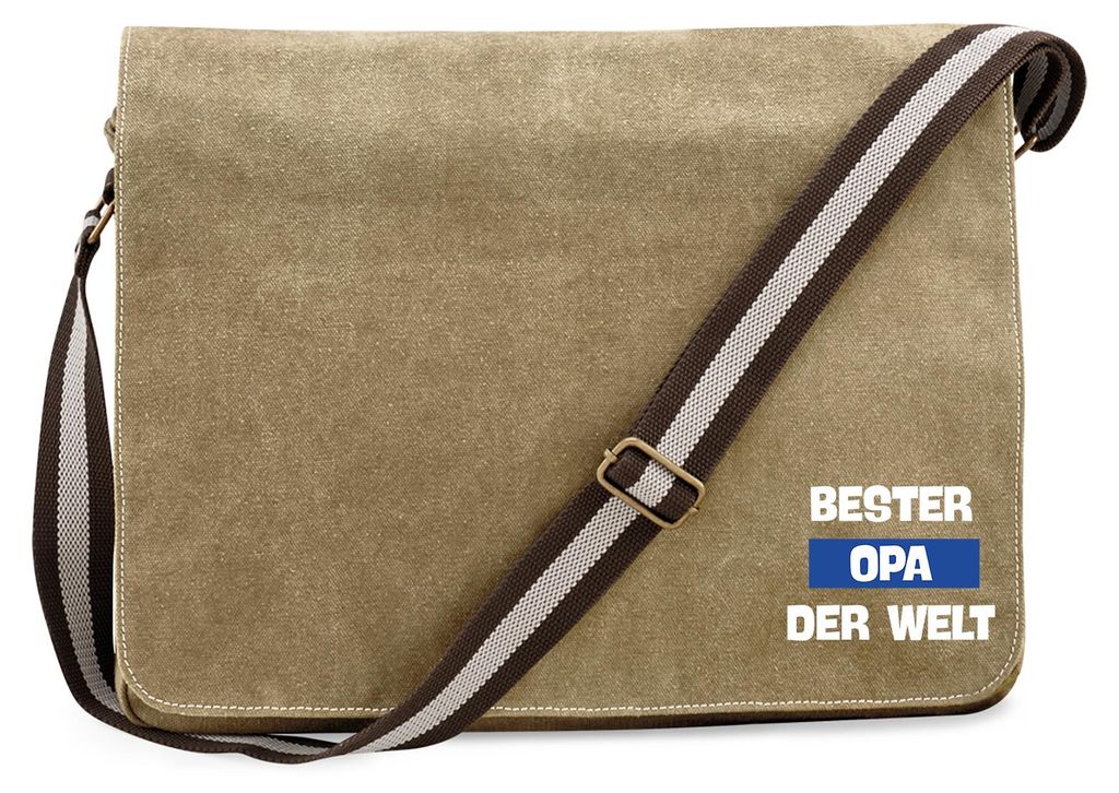 Huuraa Umhängetasche Bester Opa der Welt 14 Liter Sahara Canvas Laptoptasche Geschenkidee