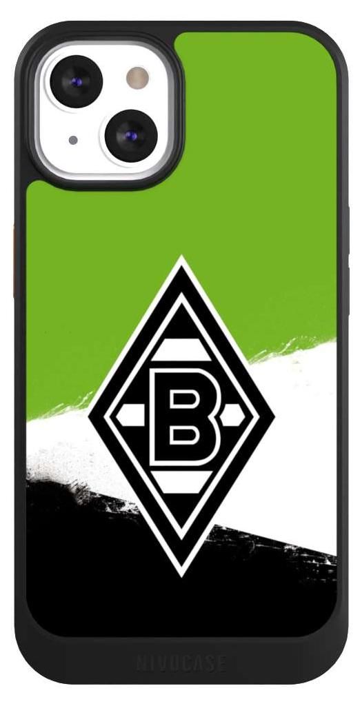 NIVOCASE Hülle für Apple iPhone 13 Handyhülle NIVOcore Case Schwarz Borussia Mönchengladbach Offizielles Lizenzprodukt BMG