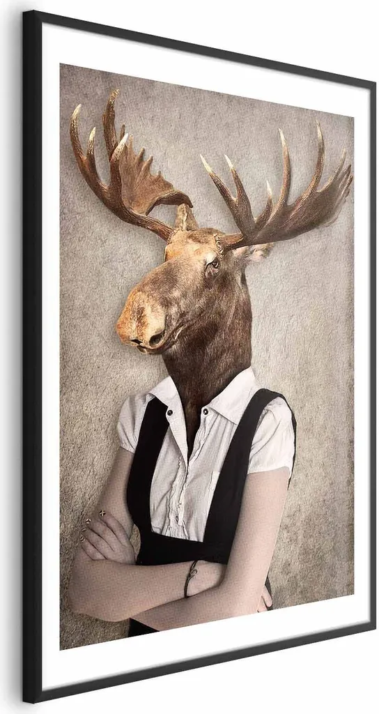 Poster Alce 40x60 cm con Cornice Nera e Margine | Quadro Natura Moderno