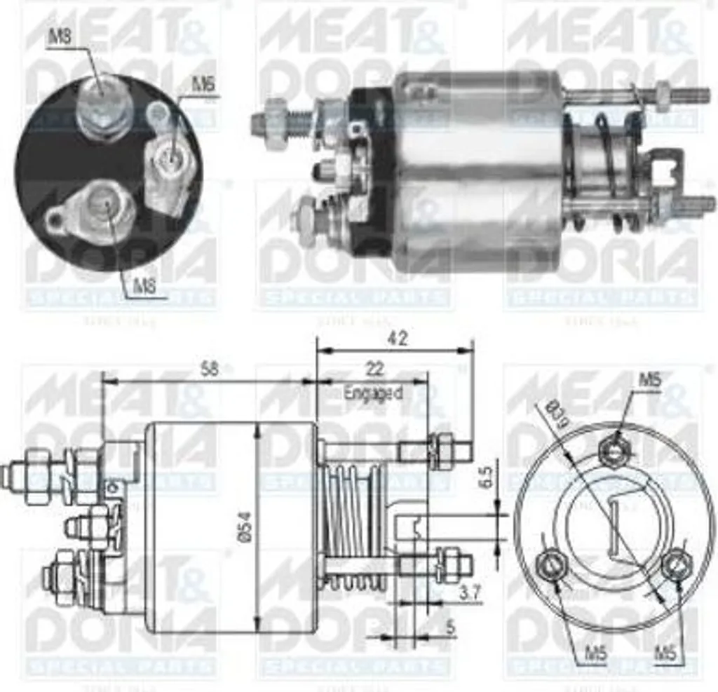 MEAT & DORIA 46078 Solénoïde de Démarreur OE 9948345 pour Fiat Punto