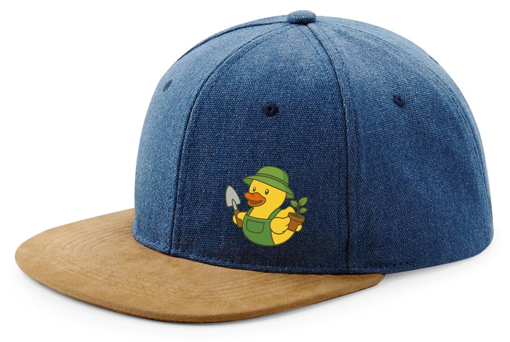 Huuraa Cappy Mütze Quietscheente Gartenbau Comic Gummiente Denim Baumwolle und Polyester Snapback Kappe Geschenkidee