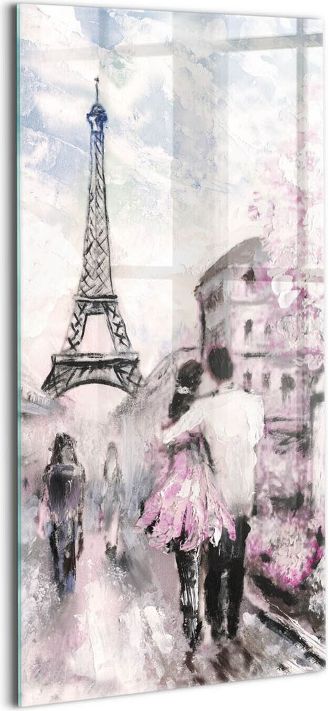 Designer Glasbild - Wandbild - Glas Bild - 70x140 cm - Paris Und Der Eiffelturm