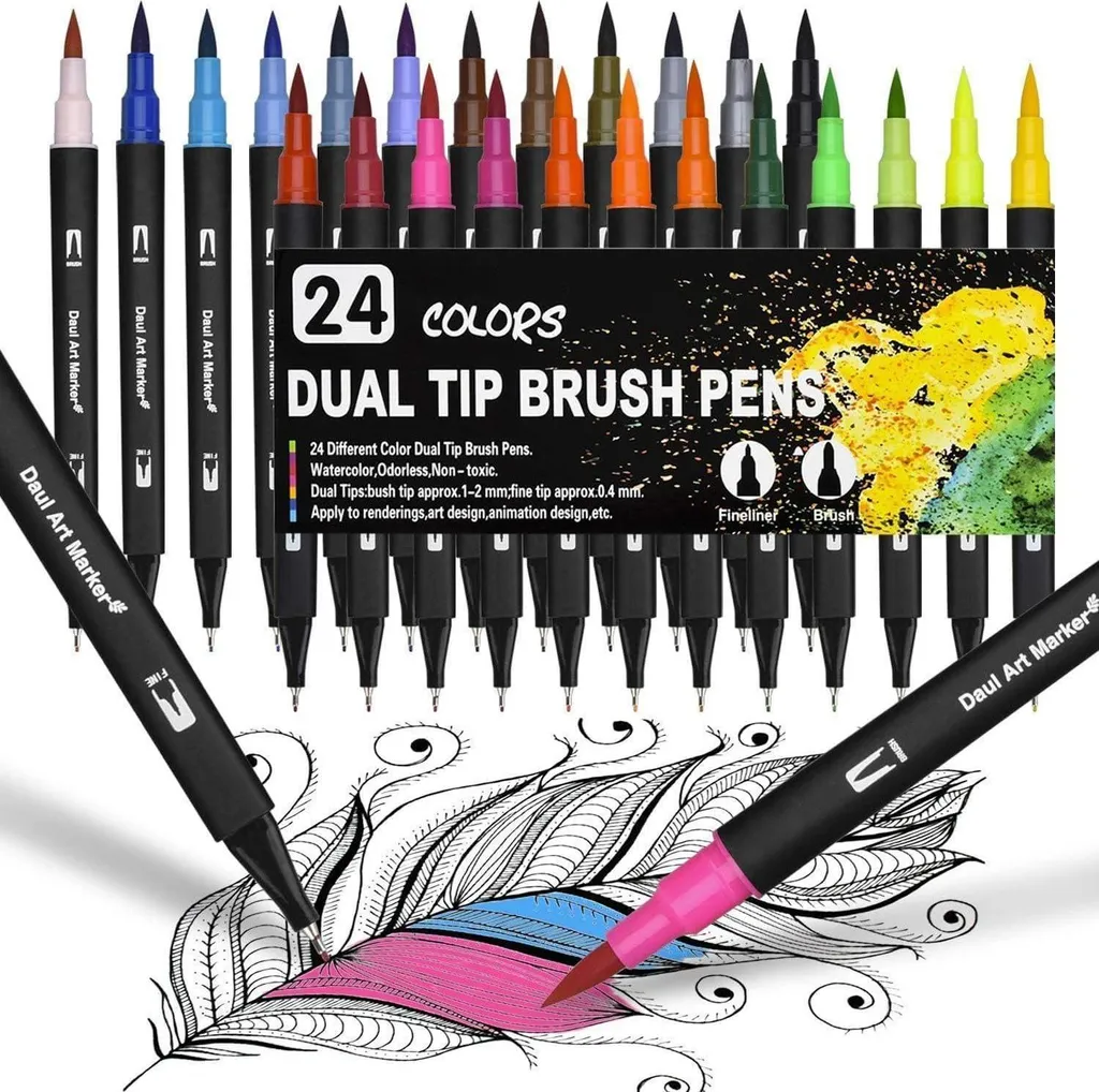 Set de stylos pinceau 24 couleurs aquarelle pour handlettering créatif
