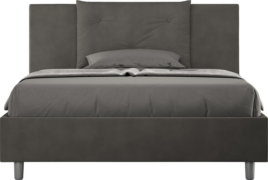 ITYHOME - Gepolstertes Bett mit Lattenrost 140x190 mit Mikrofaserbezug Grau Appia