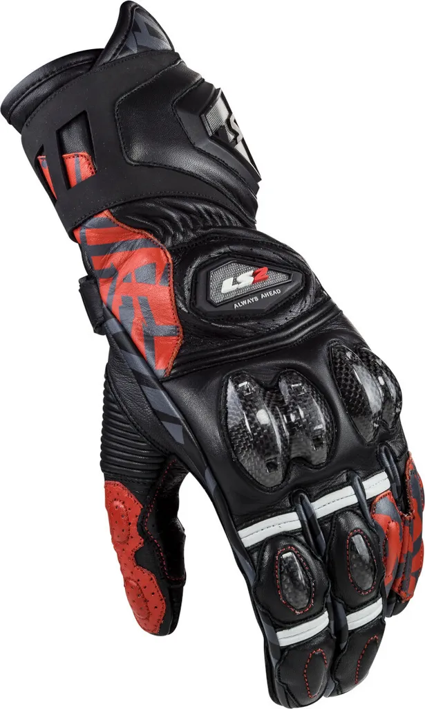 Gants de moto LS2 Feng Noir et Rouge - Gants Route Homme Homologués S