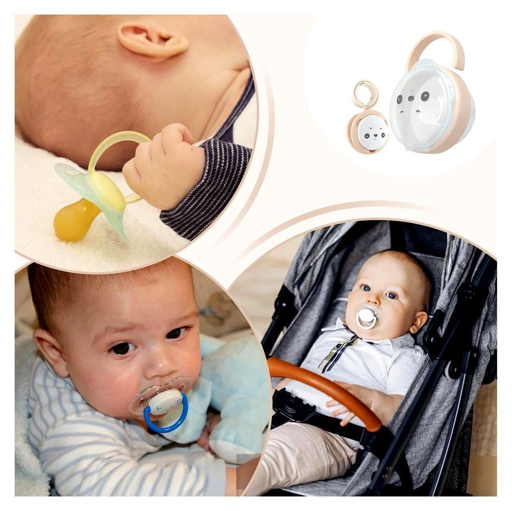 Schnullerhalter | Schnullerbehälter und Kette, tragbar, staubdicht, Kleinkinderbedarf für Zuhause, Reisen, Outdoor, aprikose, Unisex
