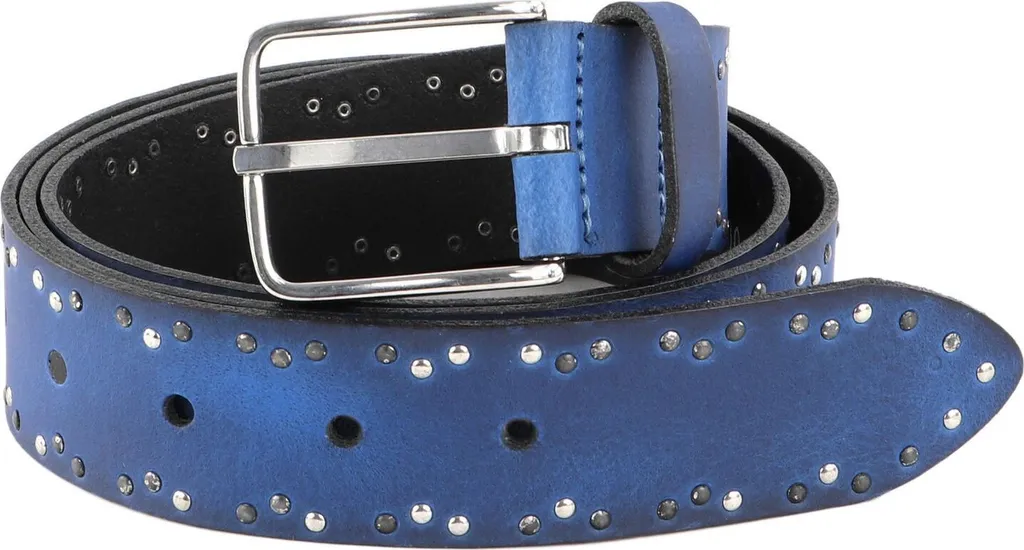 Cintura Vanzetti Pelle W75 Blu 35mm - 100% Cuoio Made in Germany