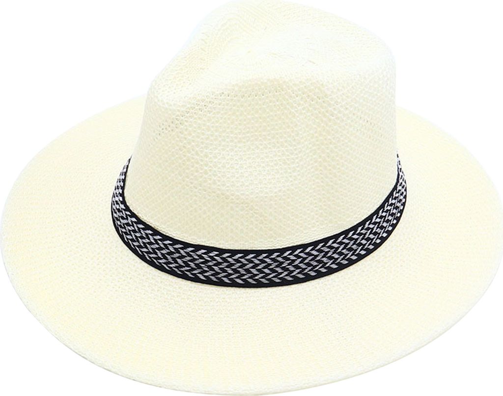 Cowboyhut mit großer Krempe, Sonnenschutz, Herren- und Damenhut, geometrische Musterdekoration, Sommer, lässiger Fischerhut