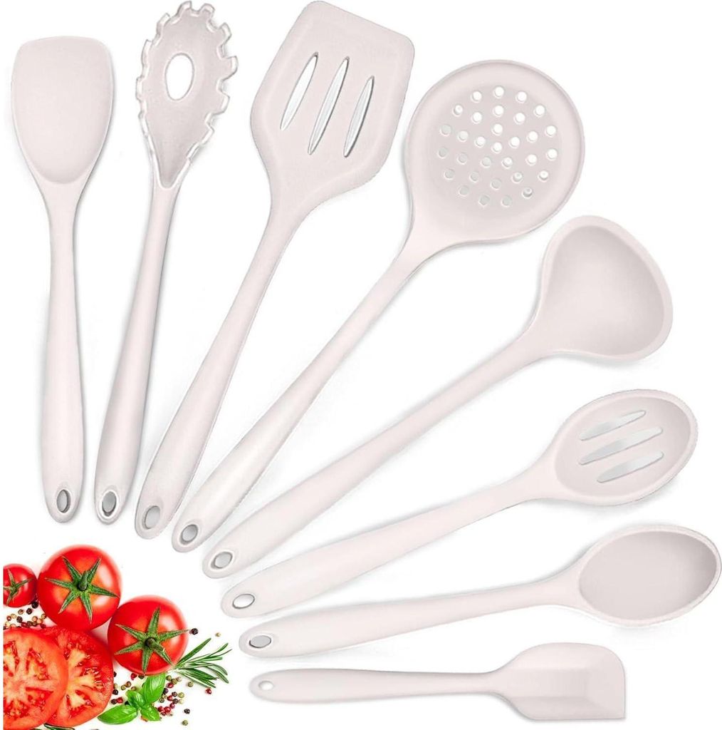 Silikon Küchenhelfer Set 8-teilig Hitzebeständig Khaki Produktbild 