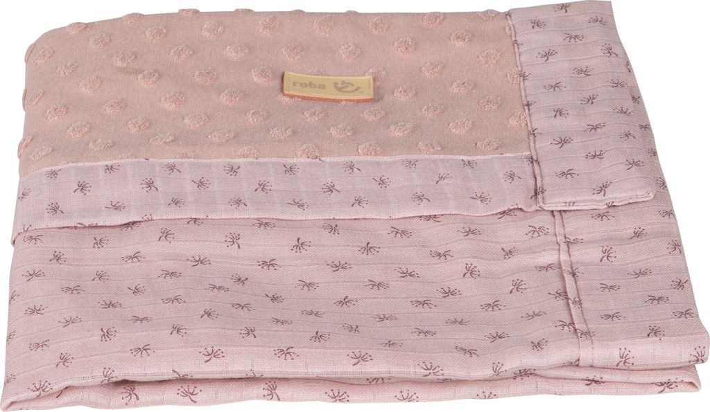 roba organic Decke 'Lil Planet' rosa/mauve, Terry Dots, Baumwolle, GOTS , 80x80 cm