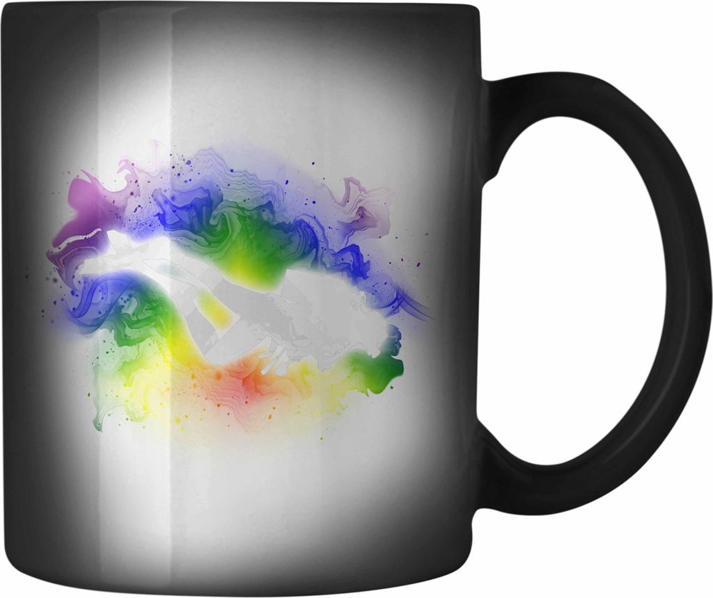 Trendation - Taucher Grafik Farbwechsel Zauber-Tasse Geschenk für Tauchlehrer Geschenkidee Lustig Tauchen Tauchsport (Schwarz)