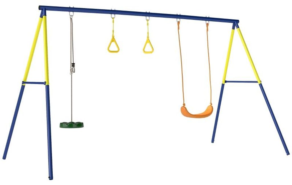 Schaukelgestell bis 150 kg 3-in-1 Kinderschaukel mit klassischer Schaukel, Turnringe, Stehschaukel, 285x160x181 cm