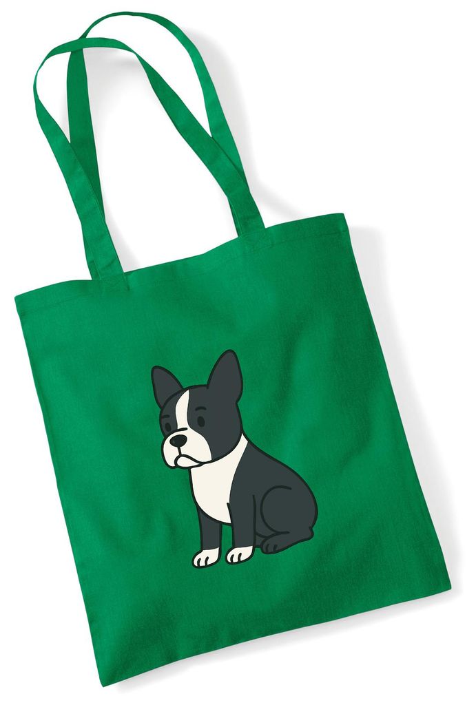 Huuraa Jutebeutel Boston Terrier Comic Bostonie 10 Liter Kelly Green Baumwolle Tasche Geschenkidee
