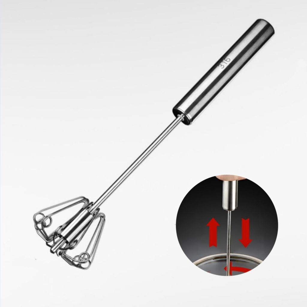 Schneebesen Mixer, Küchenutensil zum Mischen, Drehbarer Push Mixer Rührer Schneebesen, Schlagen und Rühren
