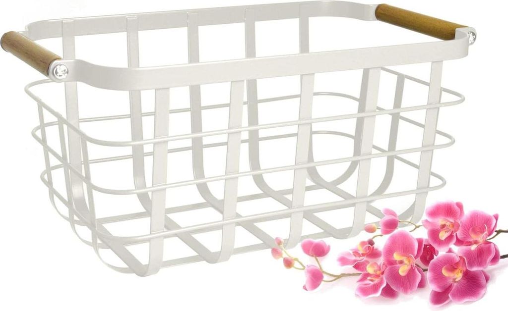 Aufbewahrungskorb Metall Drahtkorb Gitterkorb Metallkorb Wäschekorb 35x20x16cm weiß