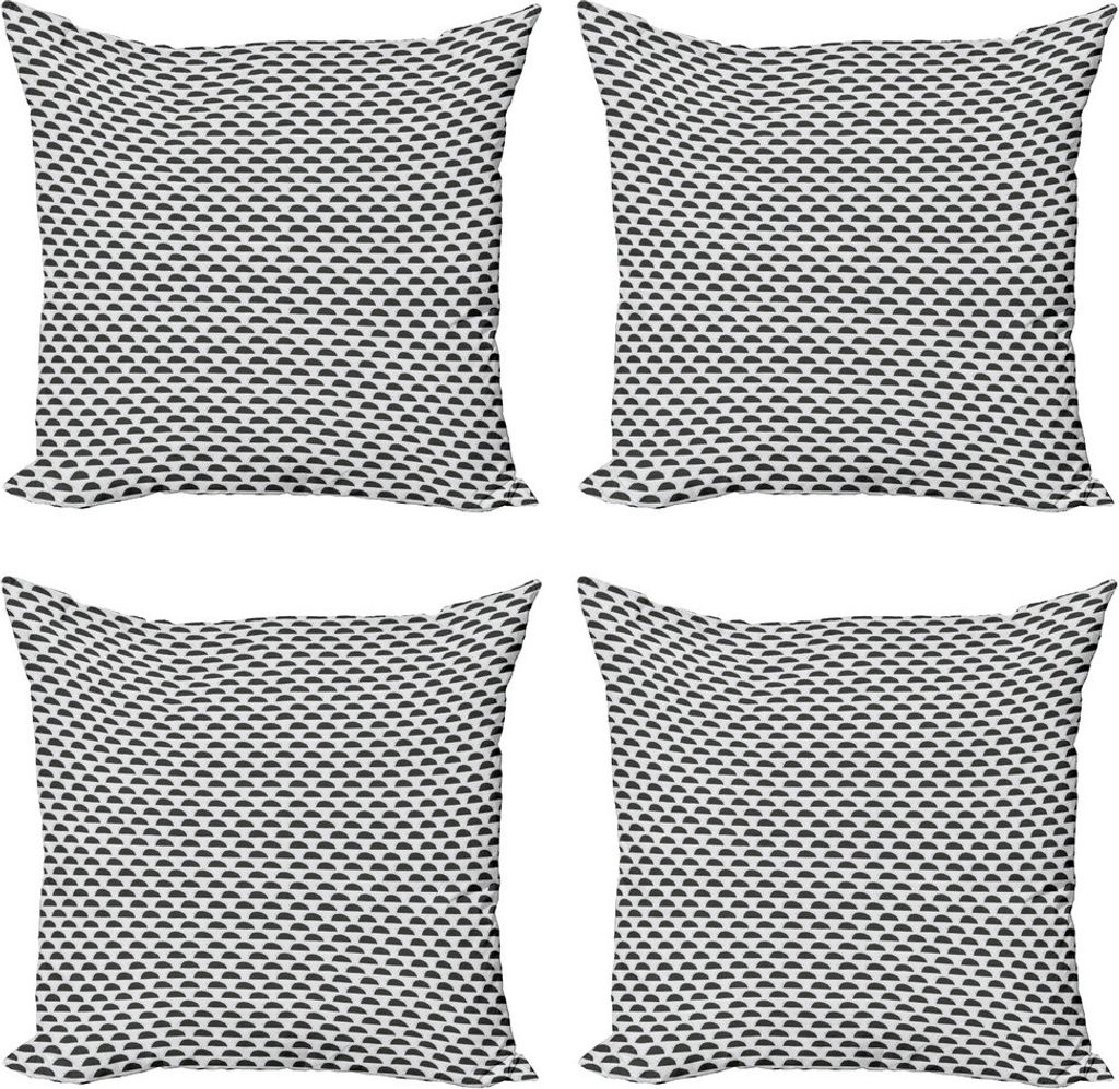ABAKUHAUS Igel Kissenbezug Set (4 Stück), Graphic Tiere, Moderner Doppelseitiger Digitaldruck, 50 cm x 50 cm, Charcoal Grau Weiß