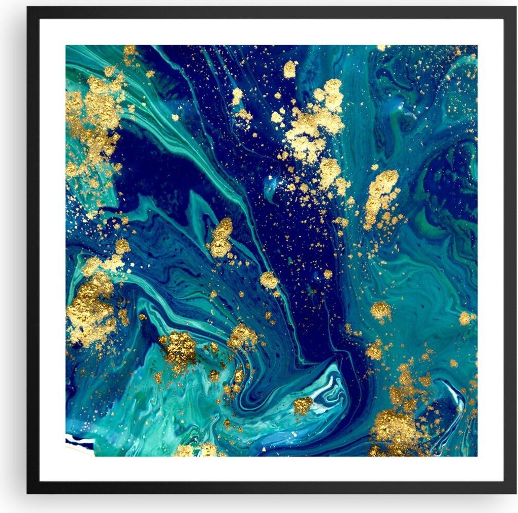 Gerahmtes Poster - Schwarzer Rahmen - Abstraktion modern - 60x60 cm - Wand Bild - Wanddeko - Wandbilder - Kunstposter - Wandposter - Bilderrahmen -...