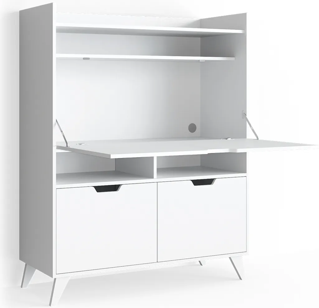 Bureau secrétaire étroit Vicco Berdi Blanc 110x45cm pour gagner de place