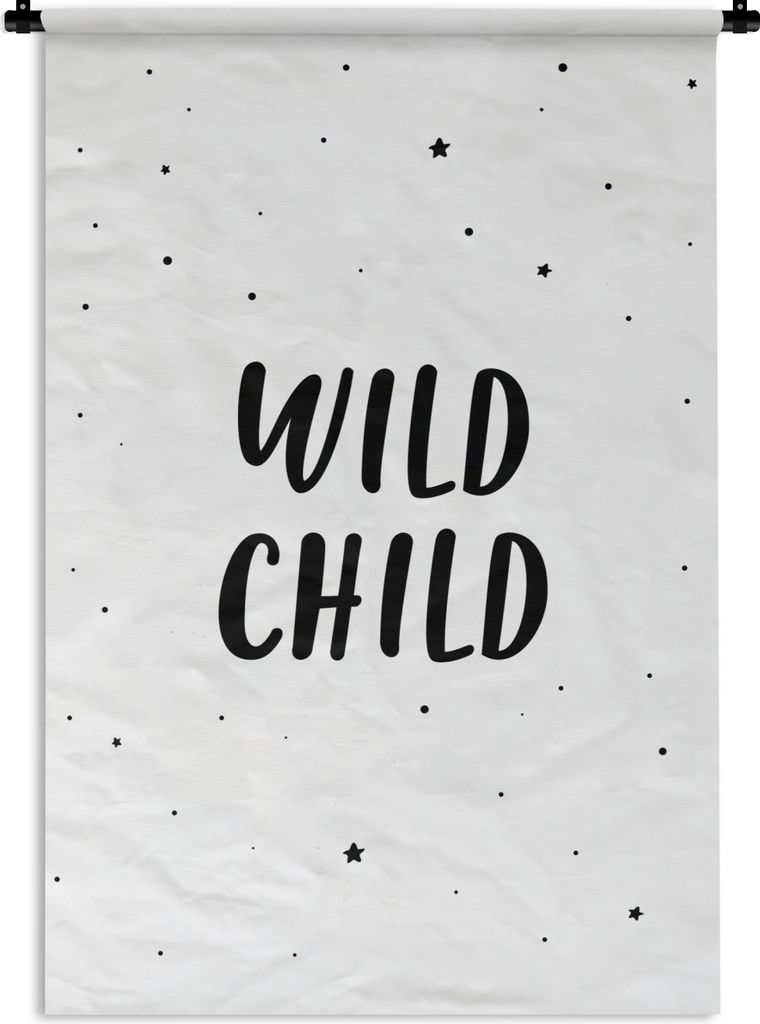 MuchoWow Wandteppich Wandbehang Zitate - Wildes Kind - Baby - Text 90x135 cm Tapisserie Dekoration Wandtuch - Baumwolle - Wandskulptur