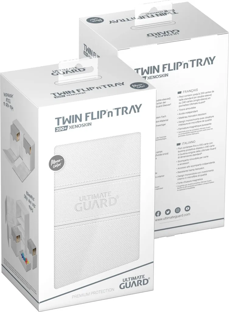 Ultimate Guard Twin Flip'n'Tray 200+ Xenoskin Blanc - Double Deck Box - 10