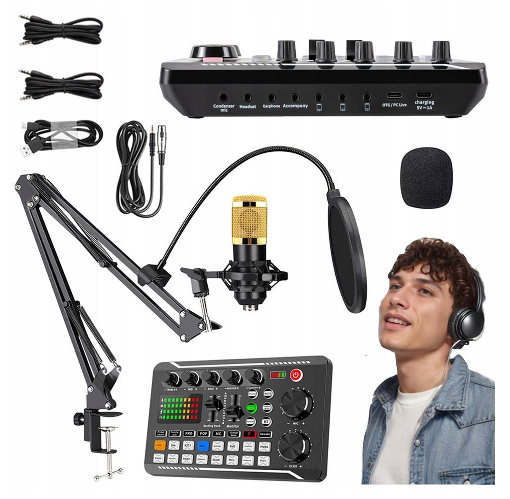 BM800 Pro microfono a condensatore con scheda audio, mixer Immagine del prodotto 