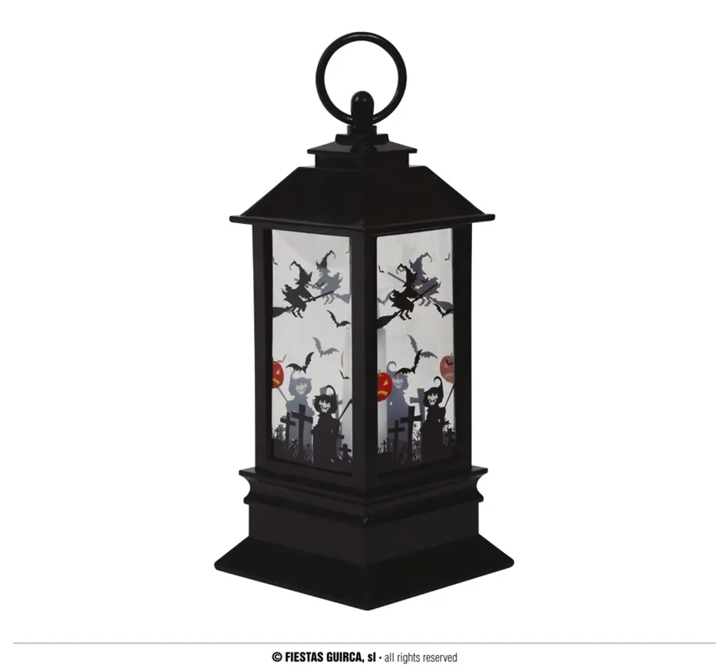 Lanterne avec bougie 18x9 cm en plastique noir pour ambiance gothique