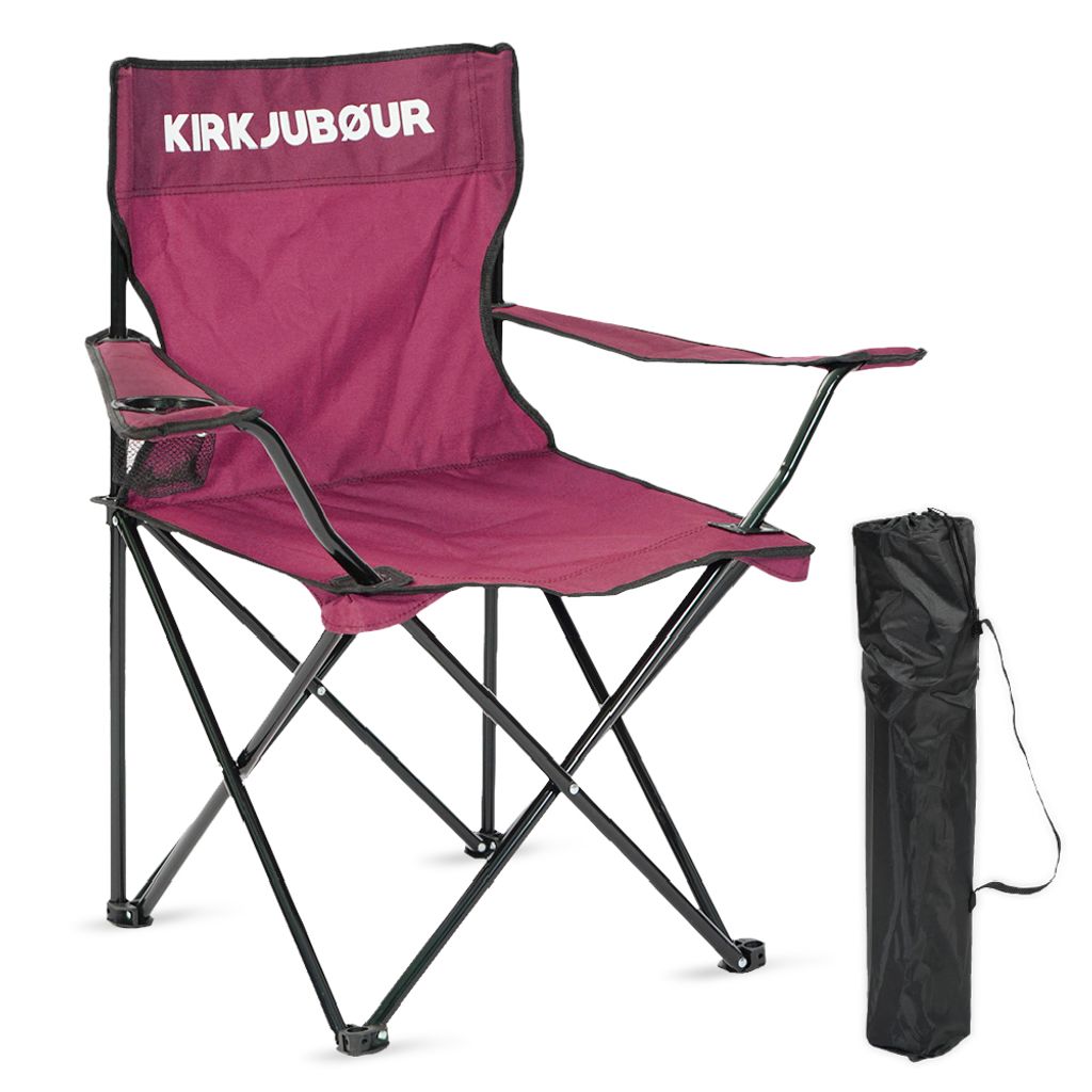 KIRKJUBØUR "Njörd" Campingstuhl, mit Armlehnen & Getränkehalter, wasserabweisend, inkl. Tragetasche, ideal für Outdoor & Camping weinrot | KJ...