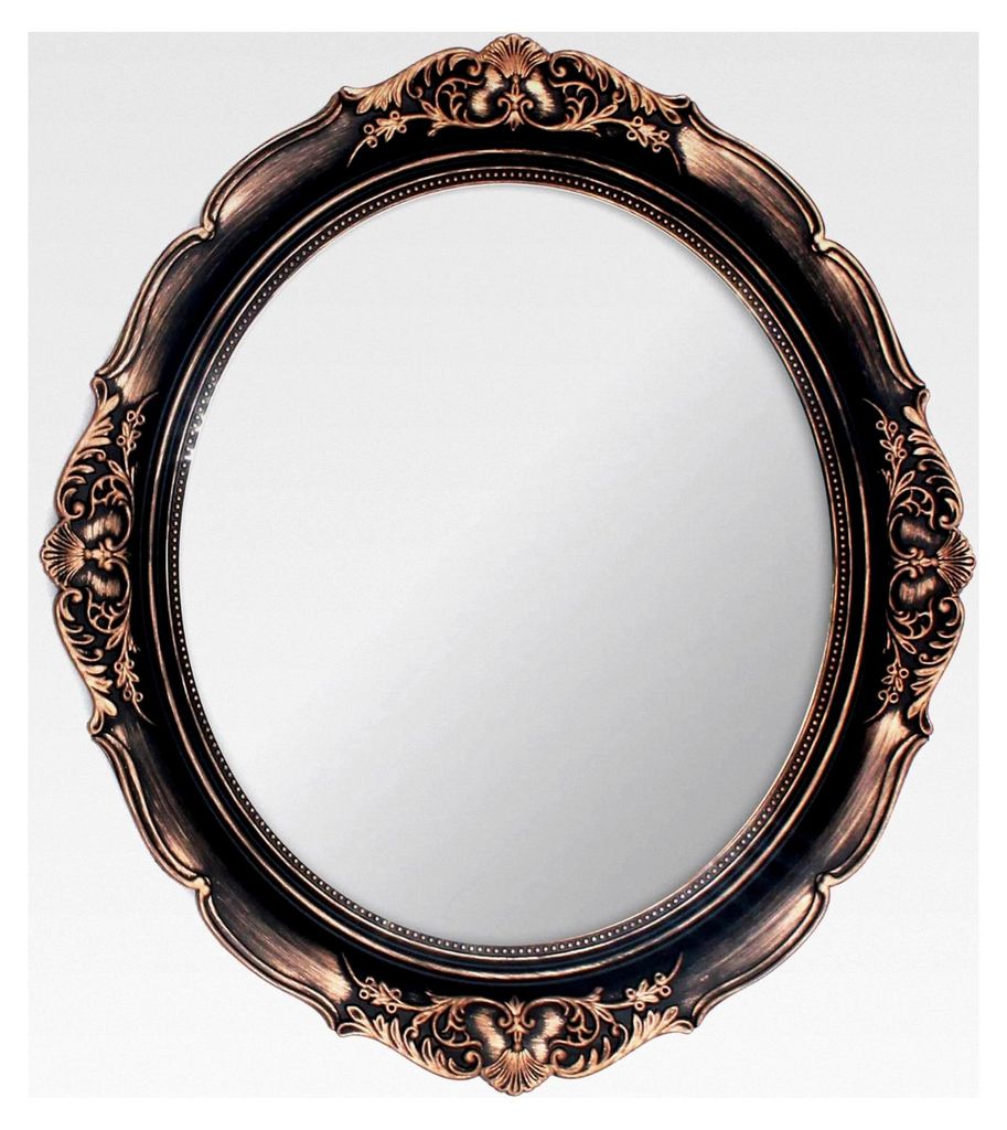 Dekorativer Wandspiegel 33,3 x 37,6 cm, oval, Vintage-Gold, Bronze