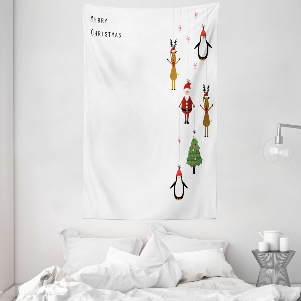 ABAKUHAUS Weihnachten Wandteppich und Tagesdecke, Streifen aus Weiches Mikrofaser Stoff Waschbar ohne Verblassen Digitaldruck, 140 x 230 cm, Mehrfa...