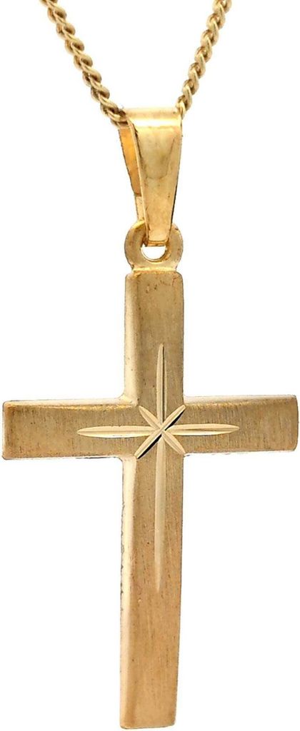 Gold Anhänger Kreuz  mit Goldkette massiv 333 - 8 Karat Produktbild 