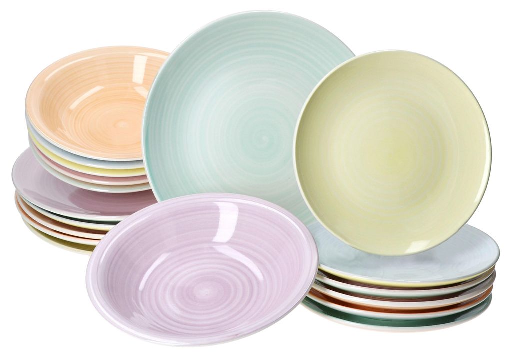 18tlg Tellerset Pastello 6 Personen Essteller Suppenteller Produktbild 