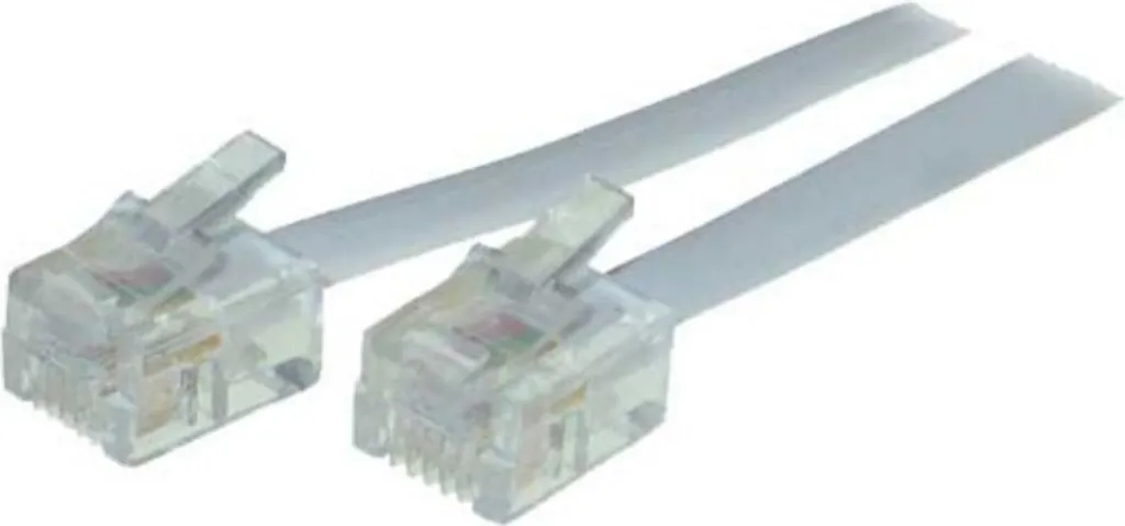 Câble Western 6/4 blanc 10m haute fidélité avec connecteurs RJ11 mâles