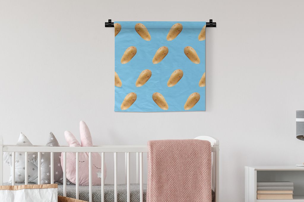 MuchoWow® Wandteppich Wandbehang Kartoffel - Muster - Blau Produktbild 