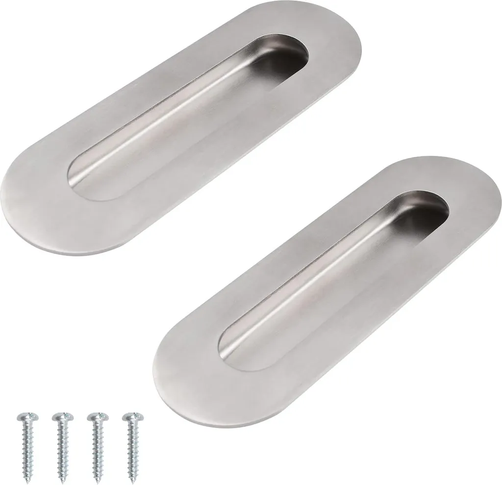 Allecto Premium Poignées de Porte Ovales Argent Brossé en Inox - 2 Pcs