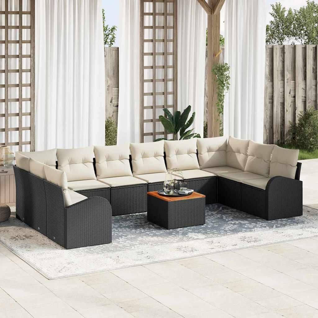 Maison Exclusive - Gartensofa-set mit Kissen 11 pcs Schwarz Poly-Rattan
