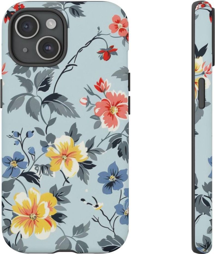 Zartes Vintage-Blumenmuster in Pastell – Hülle Kompatibel mit iPhone 15