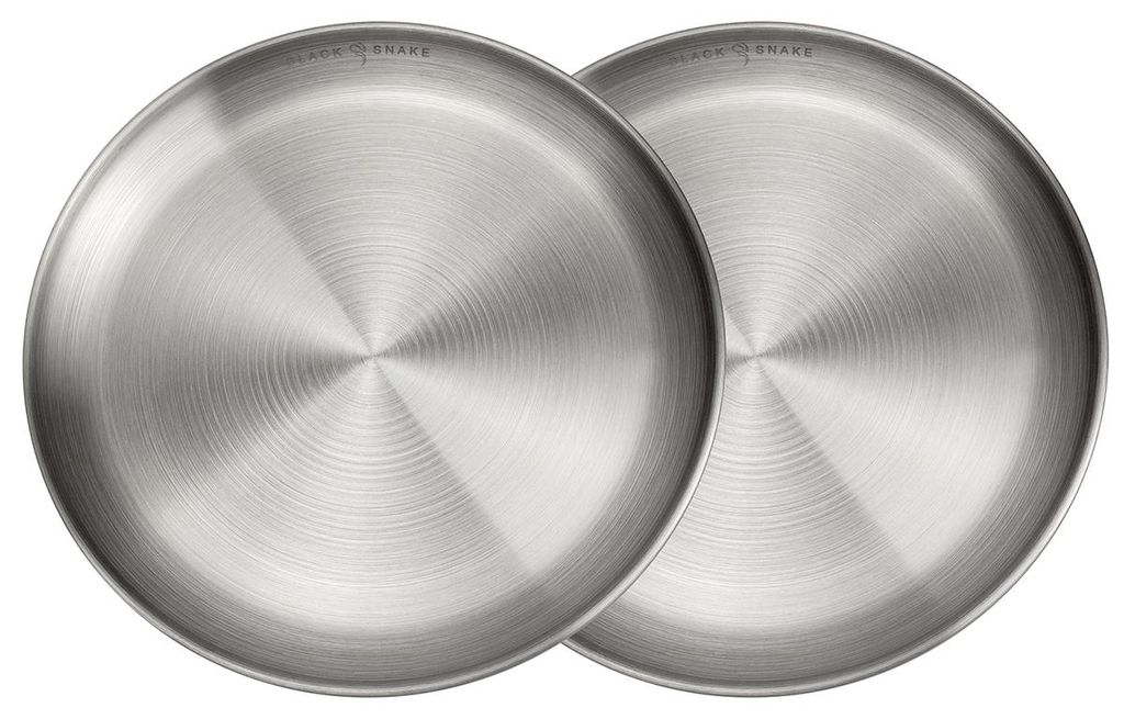 Camping Teller Set Edelstahl Ø23 cm 2 Stück Outdoor & Produktbild 