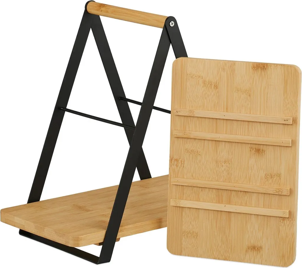 Présentoir à thé 8 compartiments en bois de bambou et structure métal