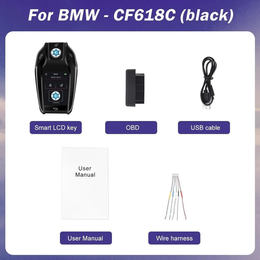 Télécommande de voiture LCD intelligente universelle CF618C noire - 2
