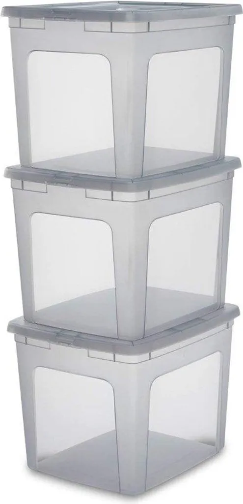 Solution de rangement 3 niveaux pour garage et salon 30L coloris gris