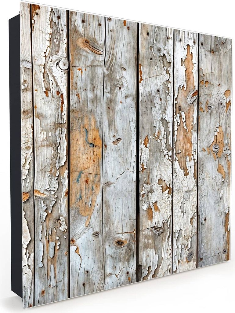 Nachbildung-Schlüsselkasten, Magnetpinnwand und Memoboard mit Glasfront Motiv Verwittertes Holz