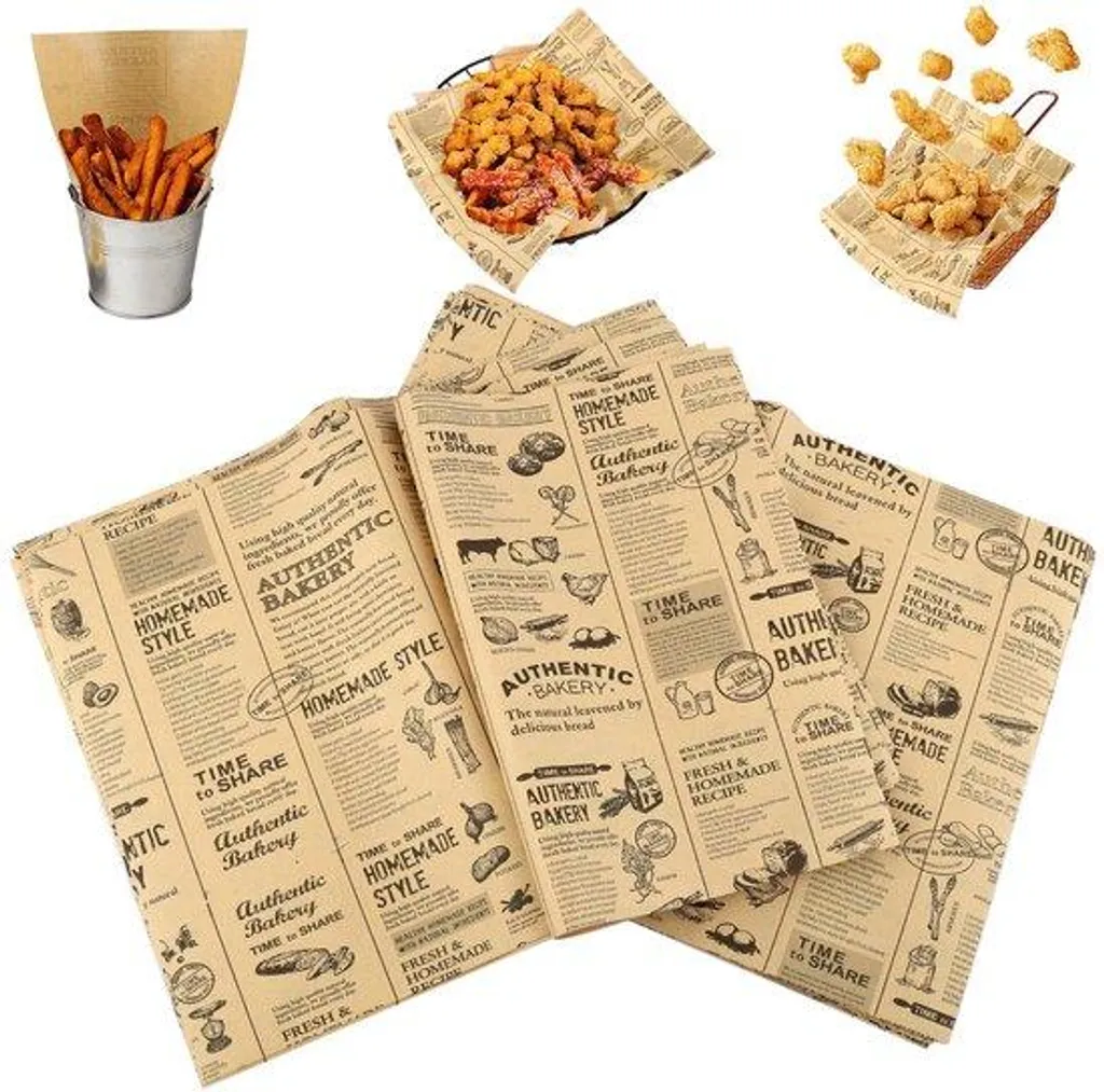 Papier d'emballage sandwich et burger 28x38 cm pour vente à emporter