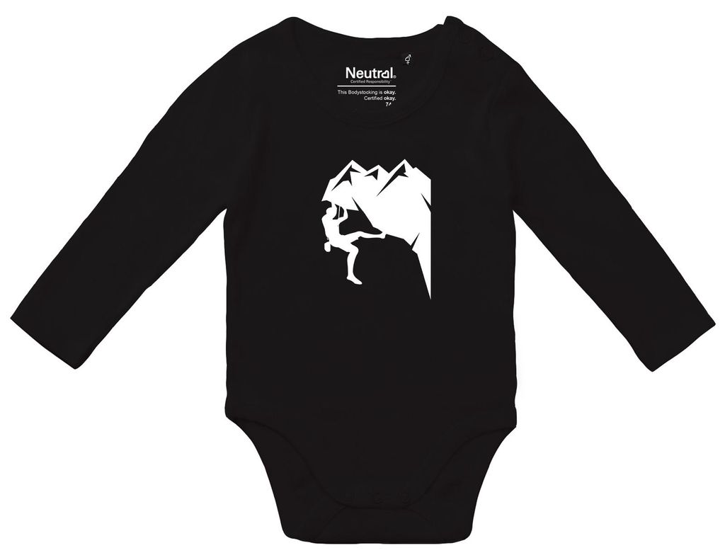 Huuraa Baby Body Klettern Silhouette 74 Black Baumwolle Fairtrade Langarmbody Geschenkidee