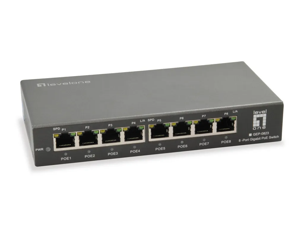 Switch PoE+ LevelOne GEP-0823 Gigabit 8 ports 120W pour caméras IP