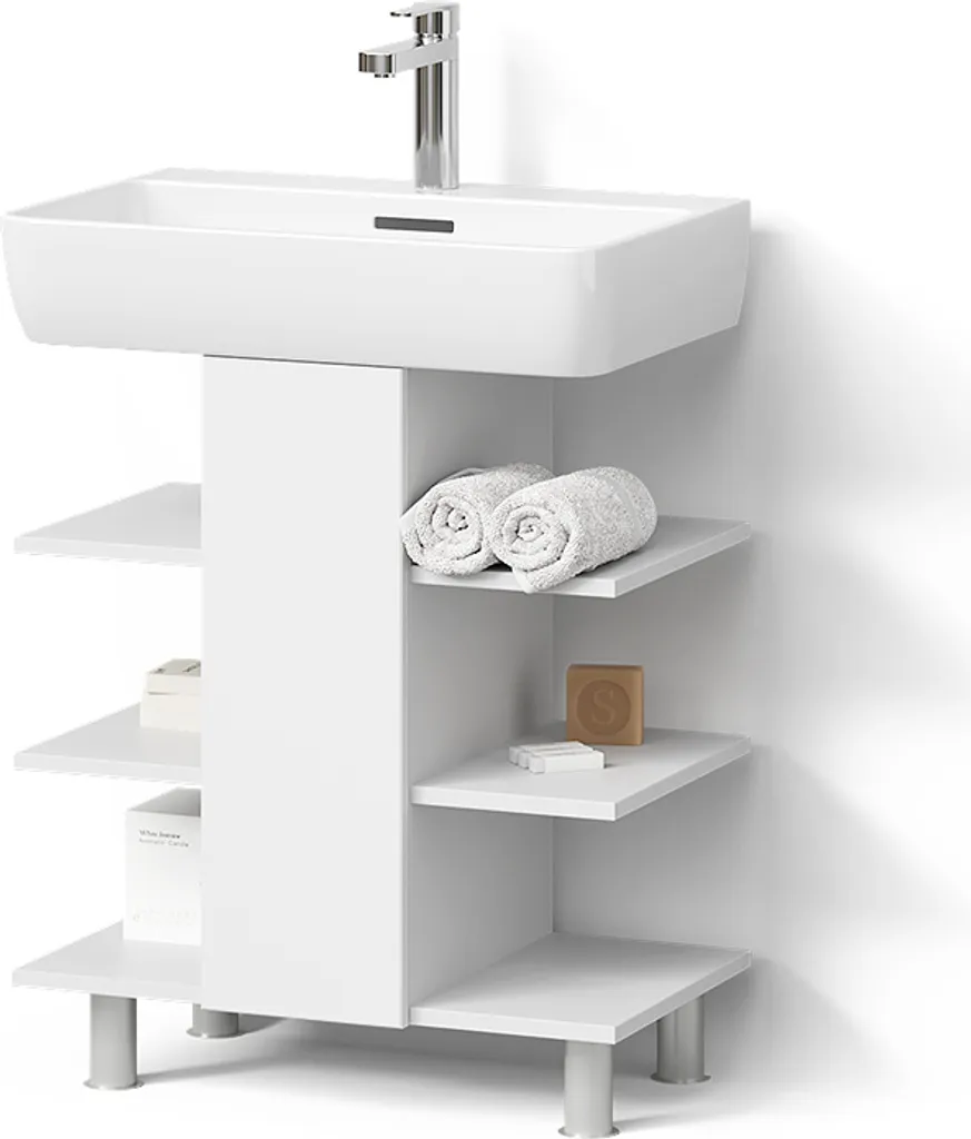 Livinity Mobiletto Fucino 60x70 cm Bianco - Mobile Sottolavabo Salvaspazio